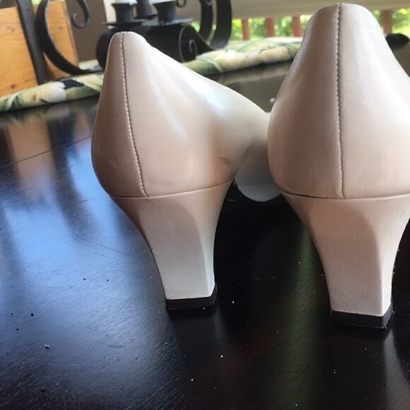 Vintage LEATHER GRUPPO ITALIANO 3” heel shoes Barbiecore blush pink square toe 9 - Picture 3 of 10